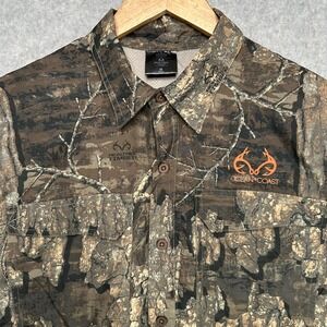 Ocean Coast Realtree Timber Camouflage Short Sleeve Button Up Shirt Men's Medium